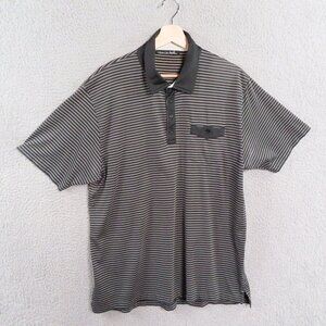 Travis Mathew Polo Shirt‎ Mens XL Collared Golf Casual Country Club Stripe Black